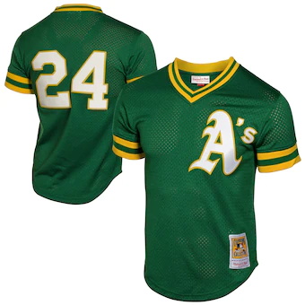 mens mitchell and ness rickey henderson green oakland athle